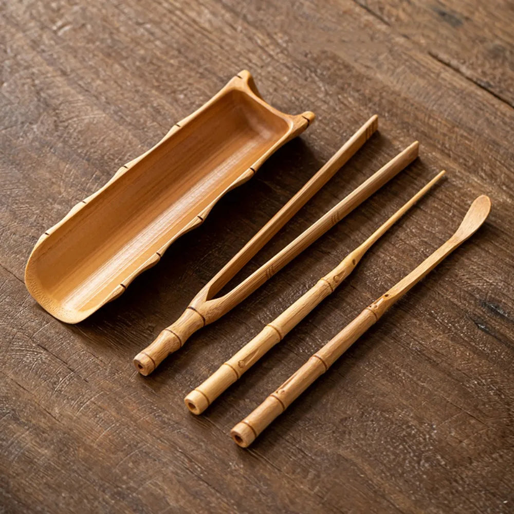 Kit d'Accessoires en Bambou pour la Cérémonie du Thé